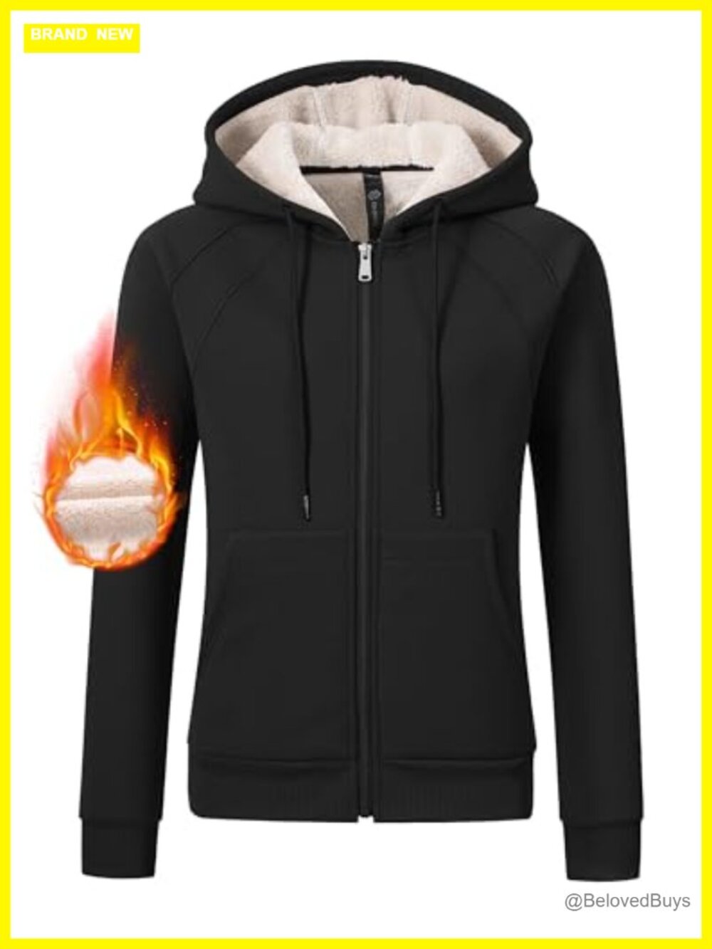 Women's Zip Up Hoodie Fleece Lined Winter Coat with Pockets
